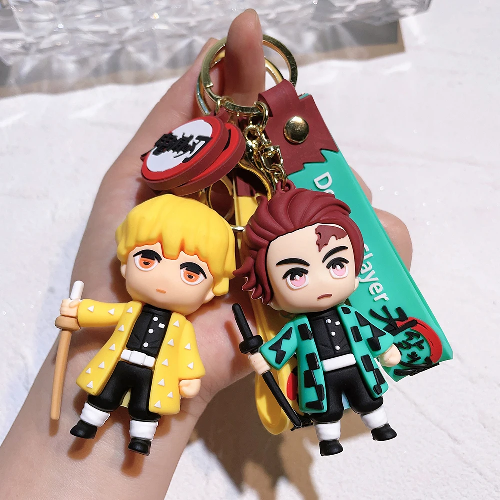 Anime Keychain Demon Slayer Kimetsu No Yaiba Cute Doll Tanjiro Nezuko Keyring Bag Pendent Key Chain Accessories Toy Gift anime keychain key rings key chains key chain accessories
