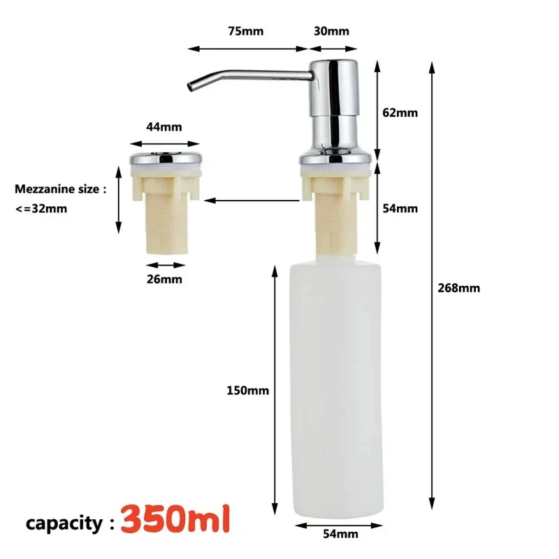 350ml Stainless Steel Sink Soap Dispenser Liquid Soap Bottle Manually Pressing Lotion Dispenser Kitchen Accessories Funnel soap dispenser soap pump