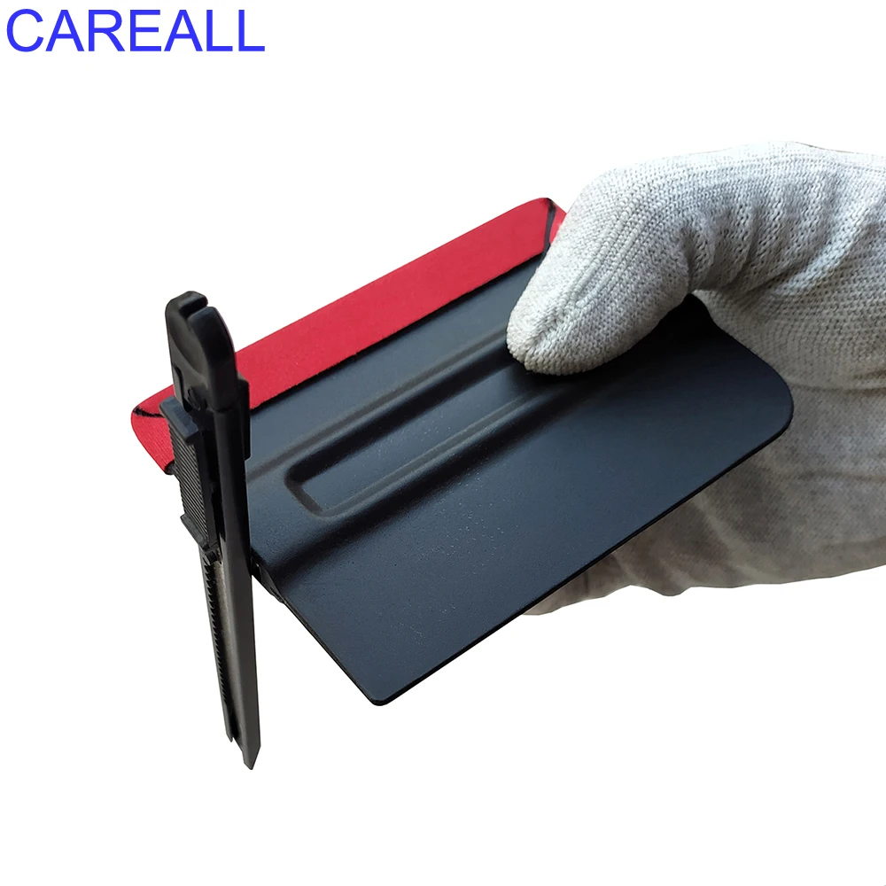CAREALL 3pcs Car Window Tint Magnet Squeegee Installation Tool Carbon Fiber Film Vinyl Wrap Stickers Decals Suede Felt Scraper vinyl squeegee window tinting squeegee window tint squeegee