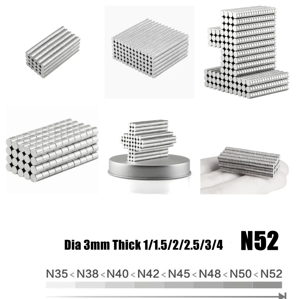 20 stücke N52 Runde Magnet 3x1mm 3x 1,5mm 3x2mm 3x 2,5mm 3x3mm 3x4mm Magnet  Permanent NdFeB Super Starke Starke Magneten 3mm - AliExpress