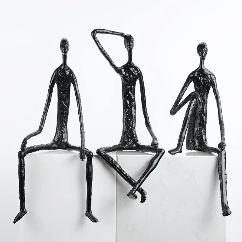 

Modern minimalist black abstract portrait sculpture ornaments, model house, sales office, porch, character soft decorations