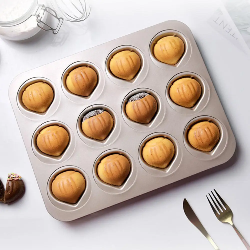 

Carbon Steel Cake Mold Durable Non-stick 12-grids Cake Mold Carbon Steel Baking Pan For Oven Easy Release Heat Resistant Baking