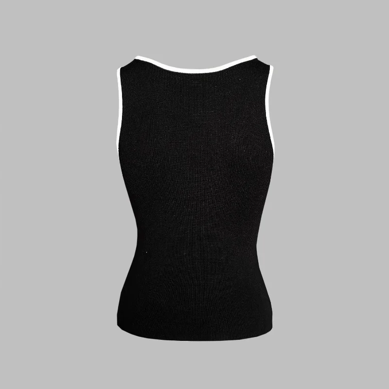 Casual For Women Contrast Y2k Top Vest Backless Patchwork Pullover Top Slim Sheer Tracksuit Summer Cute Female Tank Top