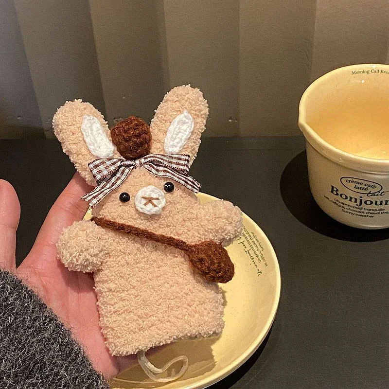 

Handmaking Crochet Keychains Cute Cartoon Bear Bag Keychain Knitting Kawaii Keys Holder Creative Car Keys Storage Bag Pendant