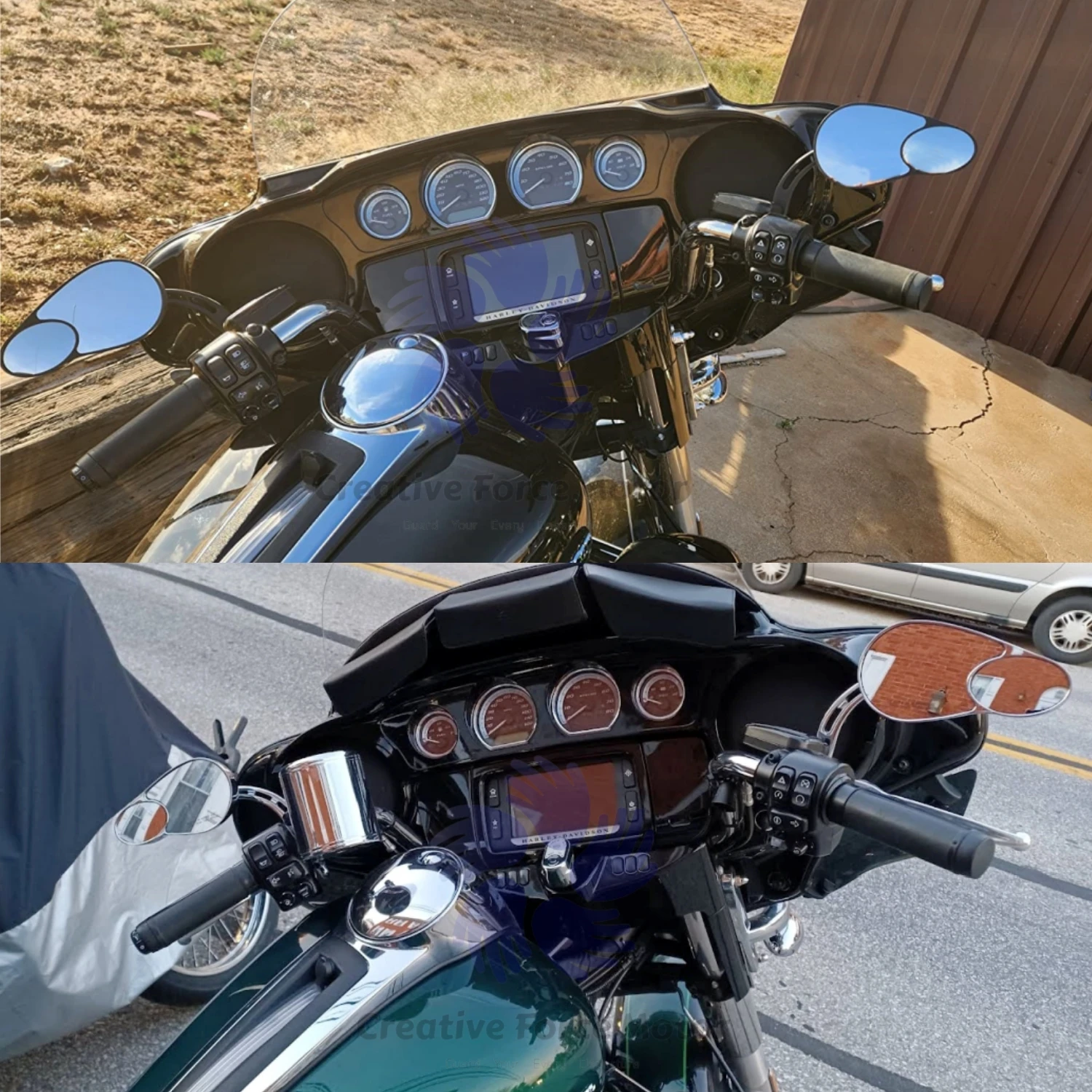 Motorcycles Rear Side Mirrors Rear view For Harley Honda Road King Touring Sportster Fat Boy Softail Bobber Chopper Street Glide 4