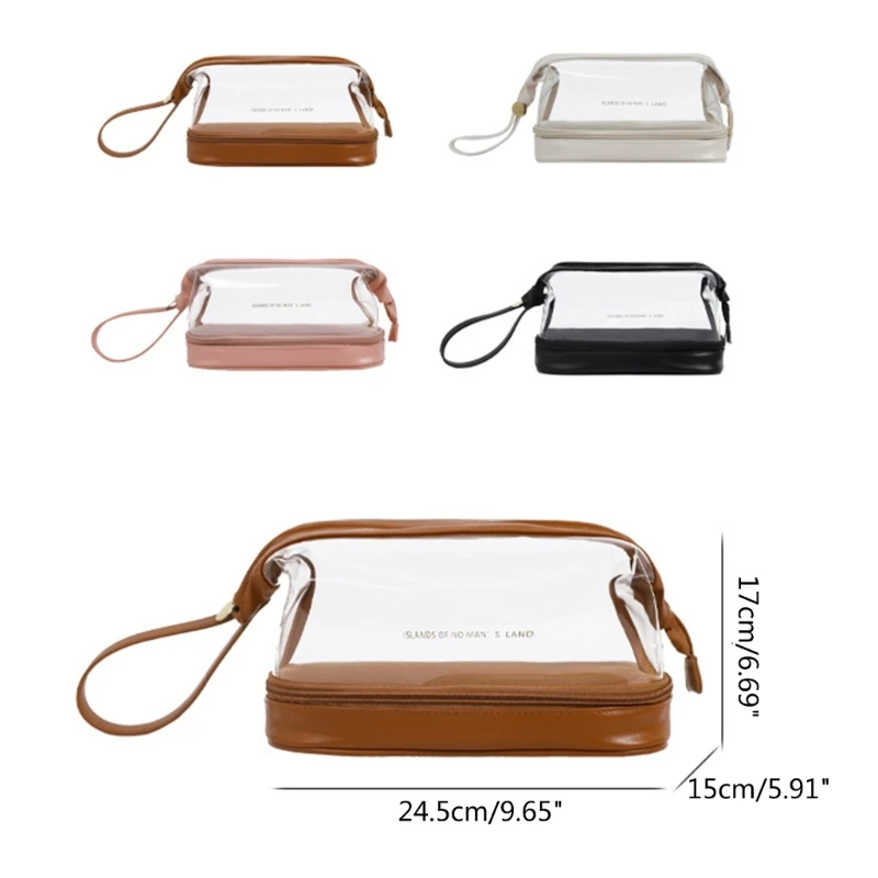 Large Travel Cosmetic Bags Double Layer PU Leather Makeup Bags for Women Girls