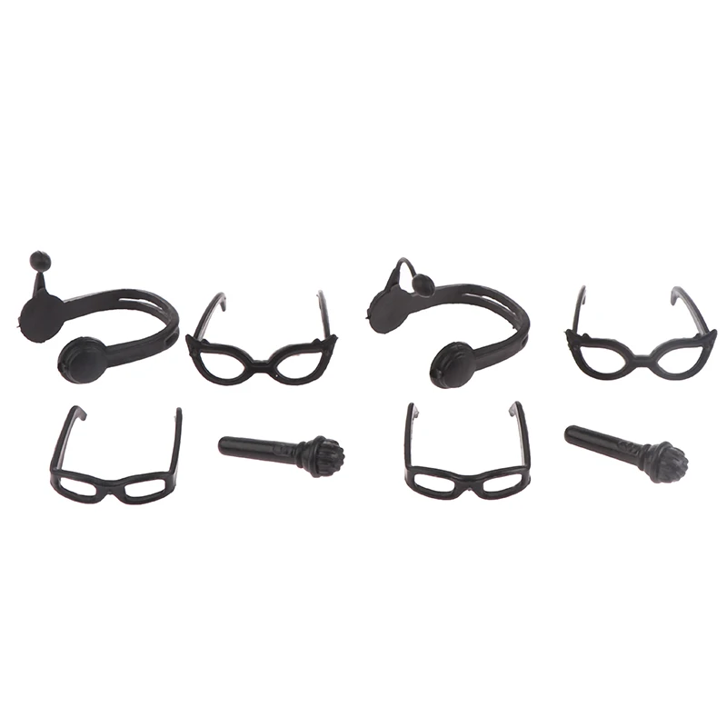 4PCS 1:12 Mini Doll House Headphone Microphone Glasses Decor Collection For Gifts Dollhouse Miniature Accessories Kids Toys 3