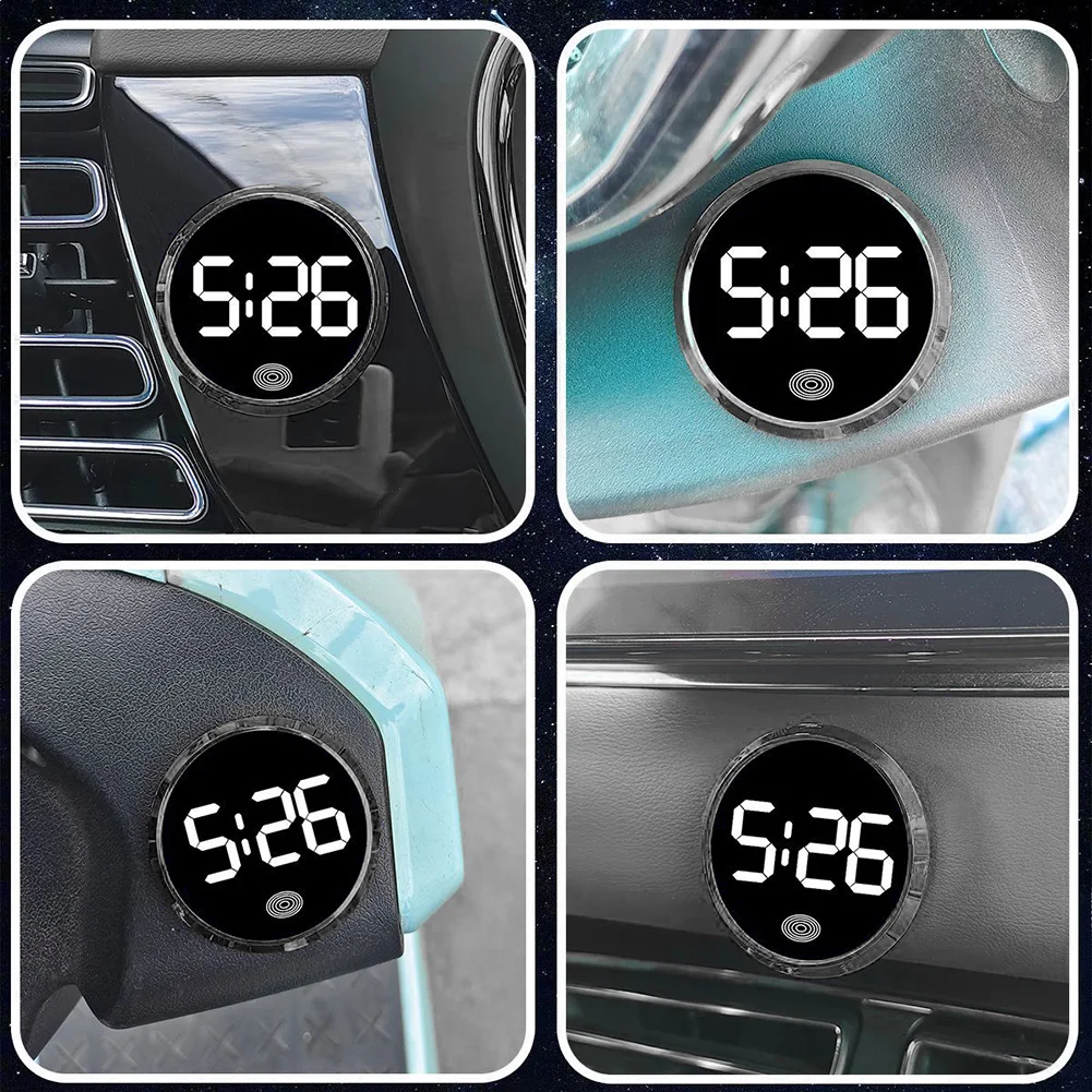 Mini Luminous Car Clock Touch Type Automobiles Internal Stick-On Digital Watch Auto Ornament