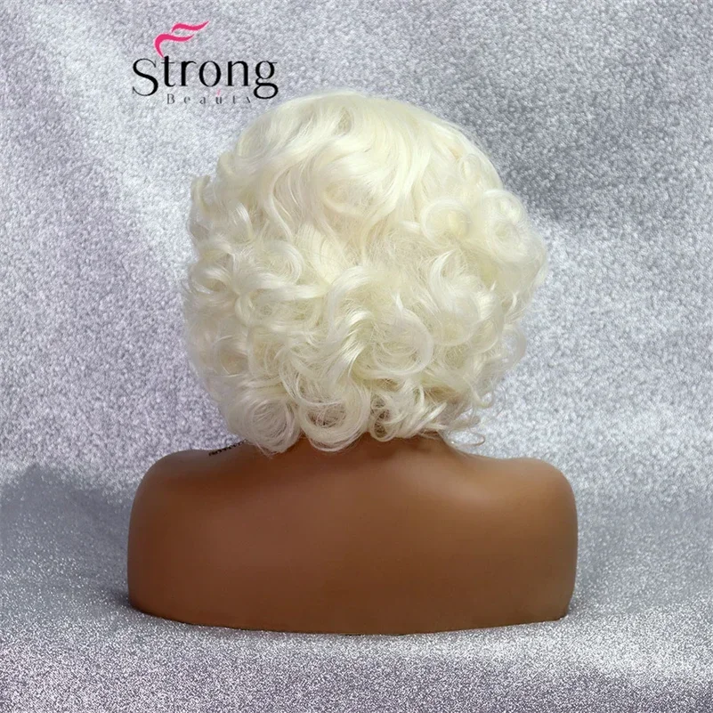 Parrucca corta in pizzo Bob Parrucca anteriore in pizzo sintetico riccio biondo per le donne Parrucche sintetiche resistenti al calore con linea sottile naturale - immagine 5
