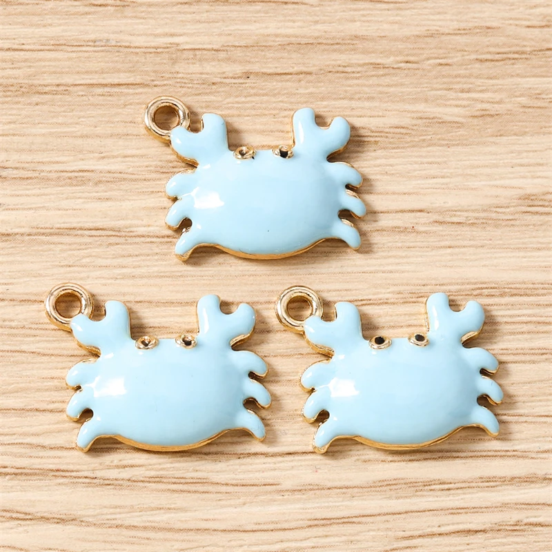10 Stück 19 x 16 mm Cartoon-Emaille-Anhänger mit Tiermotiv, Krabbe, Anhänger für die Herstellung von Halsketten, Ohrringen, Armbändern, DIY-Handwerk, Schmuckzubehör – Detail 10