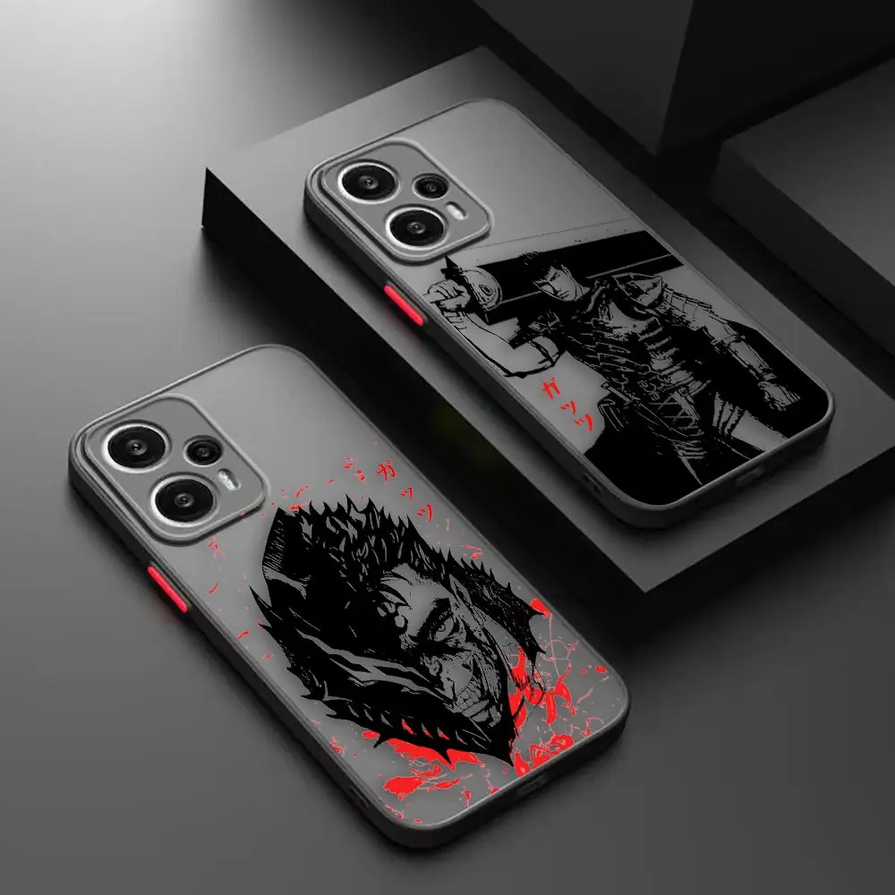 

Matte Phone Case for Redmi NOTE 12 11 10 11S 10S 9 9S 9T 8 7 6 5 4 PRO PLUS 4G 5G Case Funda Capa Shell Anime Black Guts Berserk