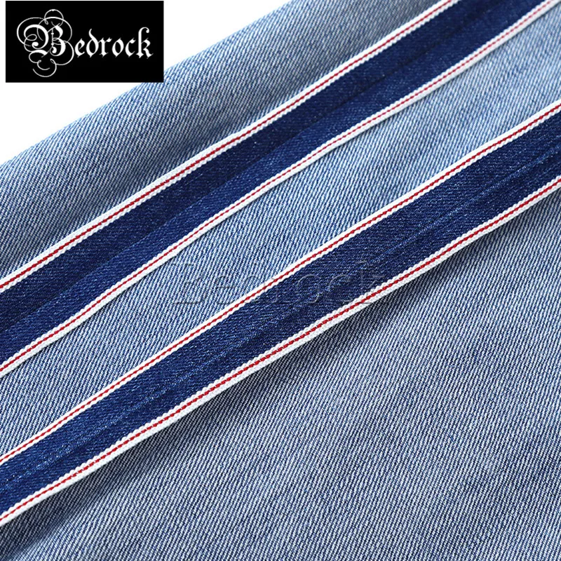 MBBCAR Summer New 12 oz Ice Light Blue Mens Jeans Stone Wash Selvedge Denim Jean Pants Vintage Slim Straight Leg Pants 7505