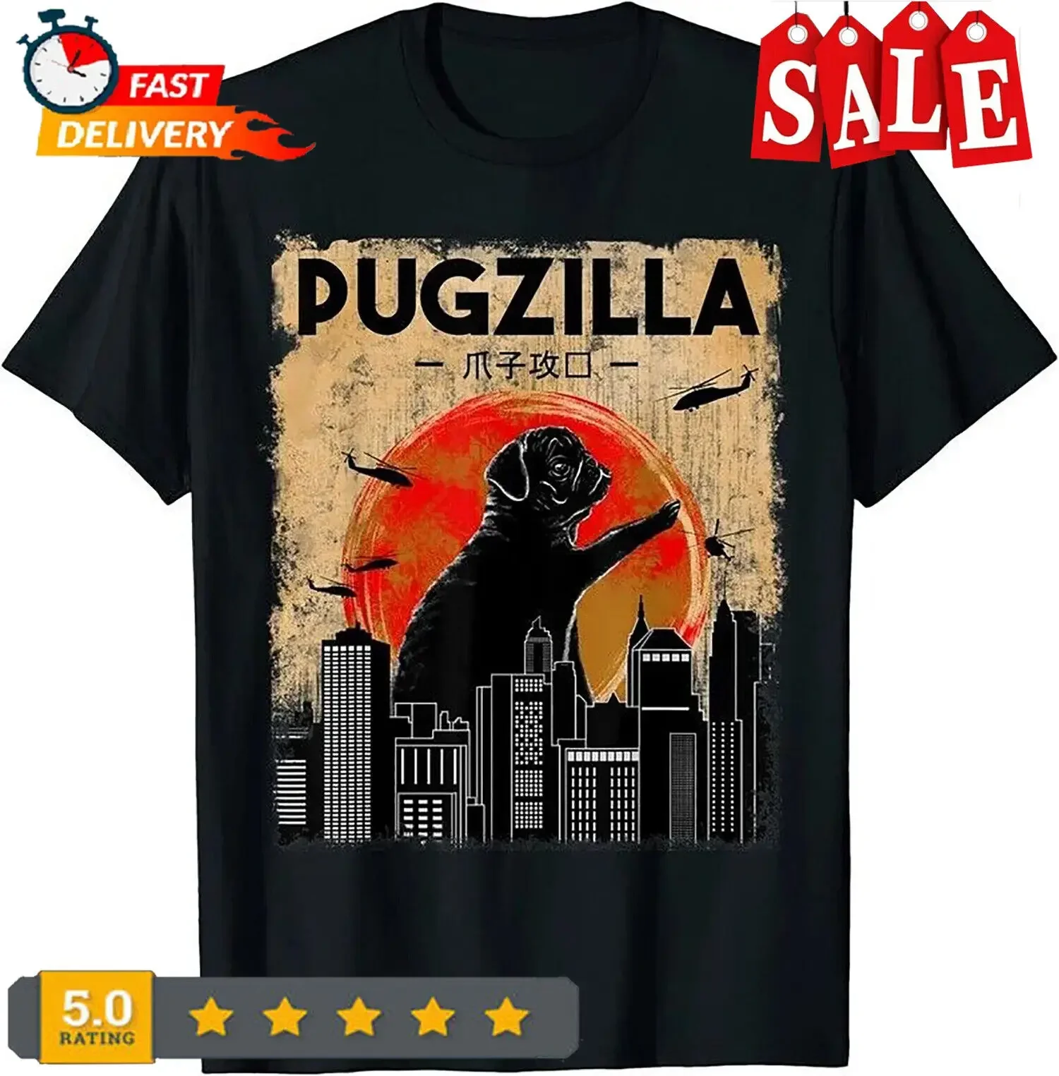 

Забавная женская футболка, футболка Pugzilla, забавная футболка с собакой и Мопсом для взрослых