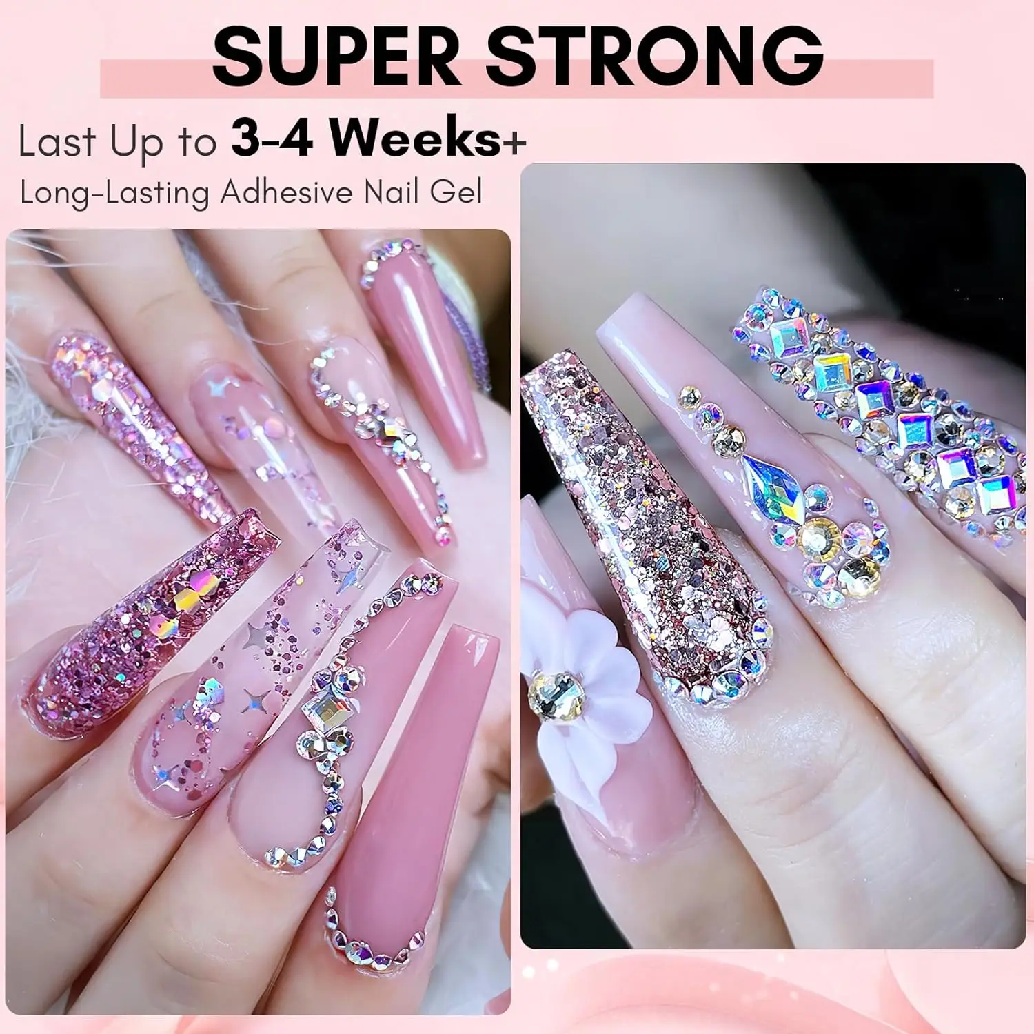 Makartt Nail Rhinestone Glue Gel for Nails, 30g Super Strong Adhesive Gel for Gems, Jewels ,Glitter,Crystals Beads 3D Nail Art