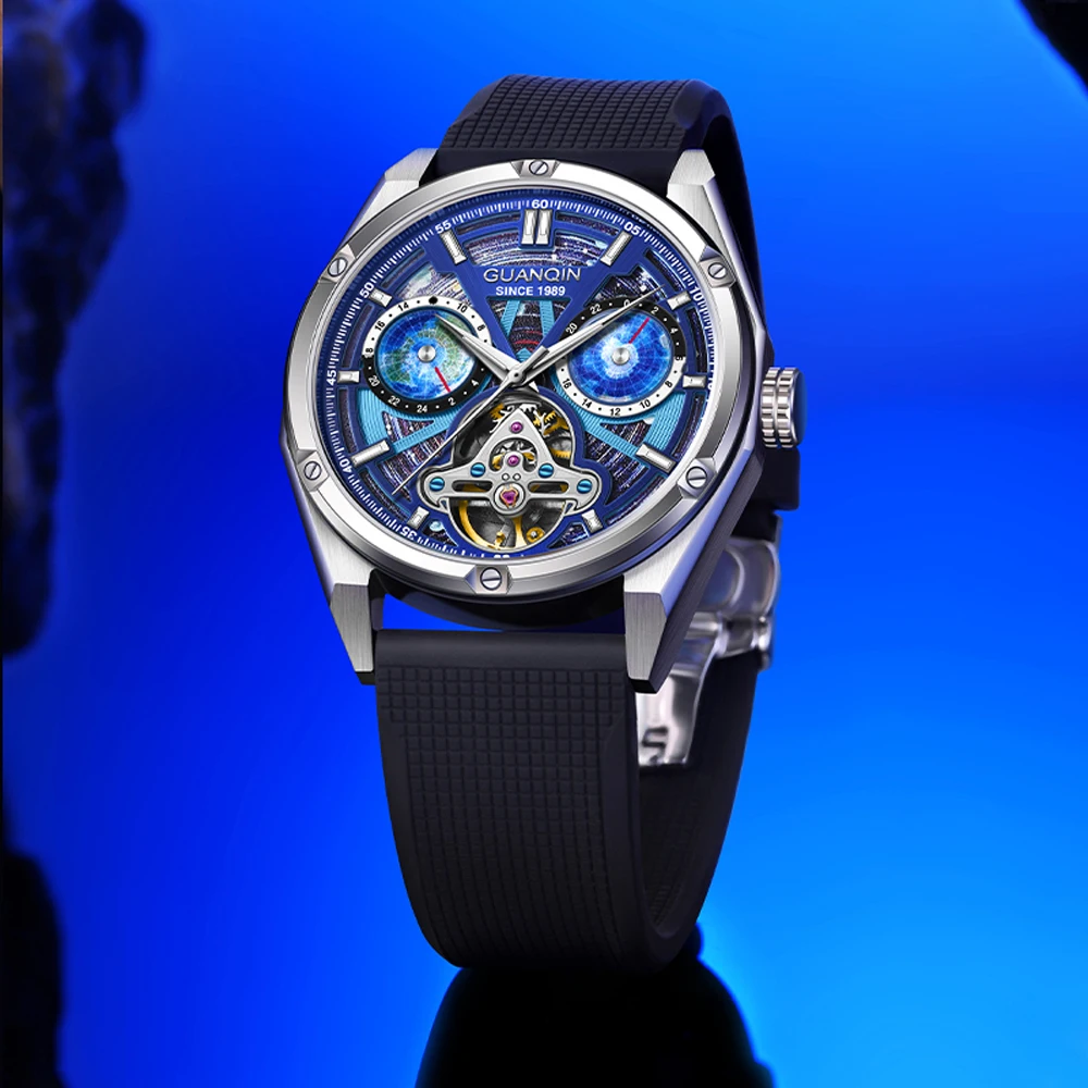 

2024 New GUANQIN Tourbillon Men's Watches Top Brand Luxury Automatic Watch For Men Mechanical Wristwatches Clock Sapphire Mirror