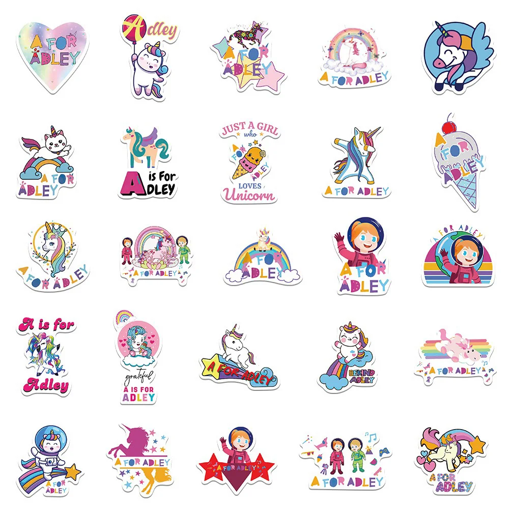 Cartoon Stickers 10/30/50PCS Cartoon Game Unicorn A for Adley Stickers DIY Phone Laptop Luggage Skateboard Graffiti Decals Kid Gift