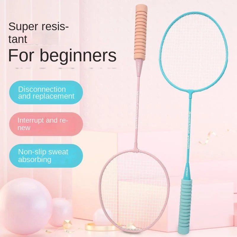 

Badminton Macaron Color Sponge Handle School Sports Durable Racket