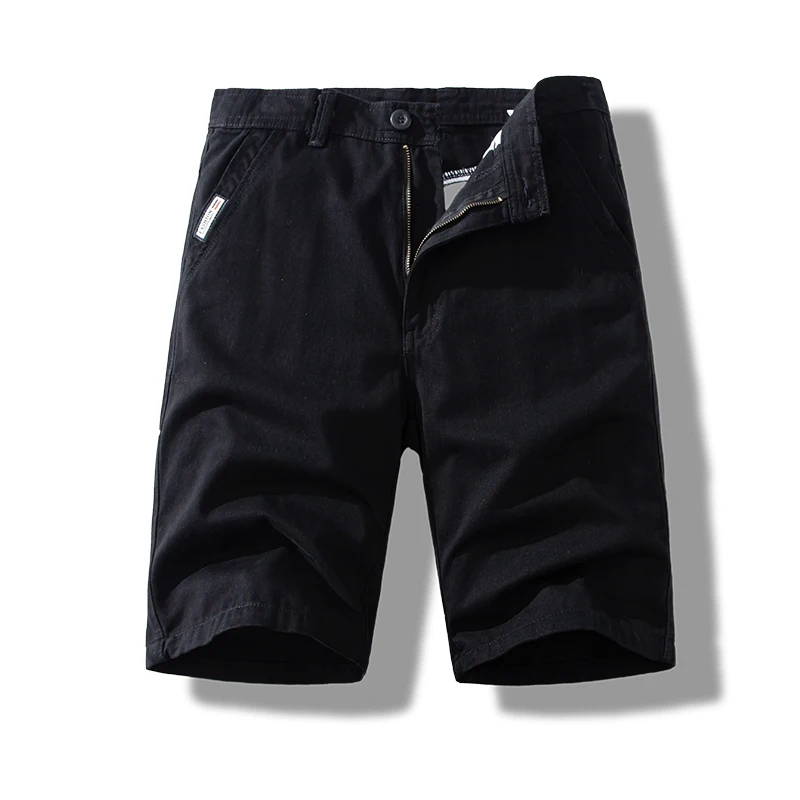 Men Casual Cotton Shorts Black Business Casual Knee Pants Grey Golf Shorts Sports Man Twill Bermuda Half Pants Korean Shorts