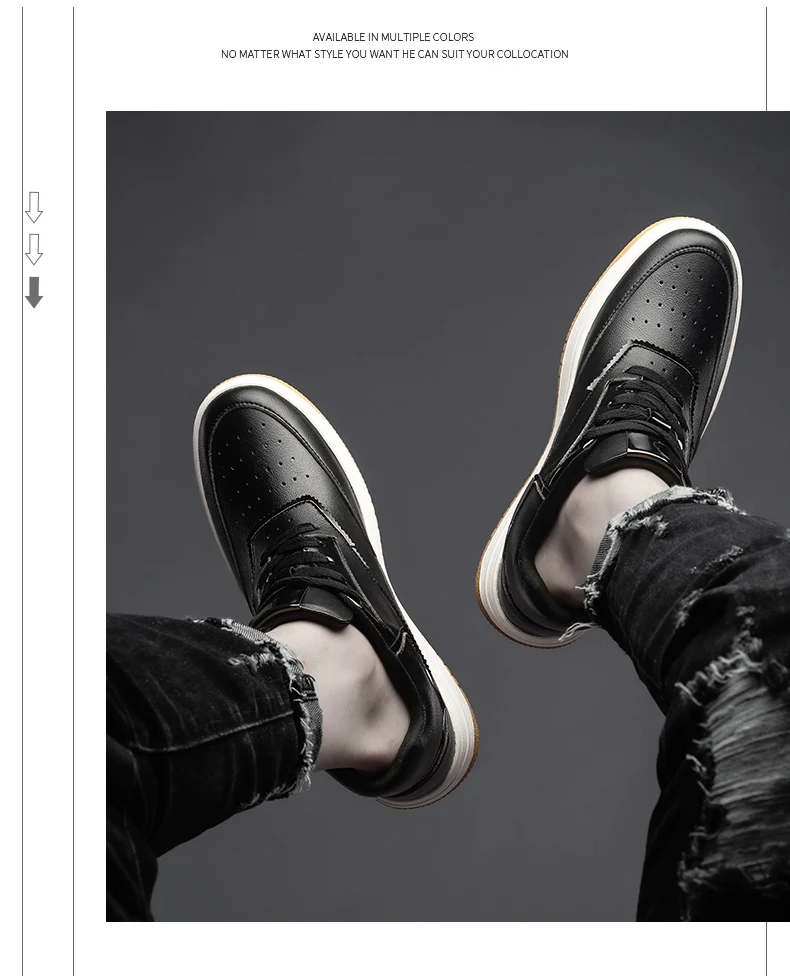 Männer Echtes Leder Höhe Erhöhen Turnschuhe Aufzug Schuhe Dicke Plattform Casual Sportlich Freizeit Bequeme Mode Sport – Detail 16