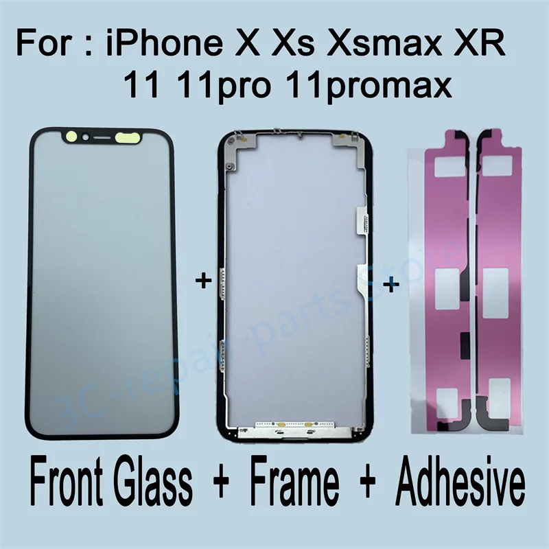 1set Front Screen Outer Glass Frame Bezel For iPhone X XS Max Xr LCD External Lens for iphone 11 pro max Replacement Frame glue