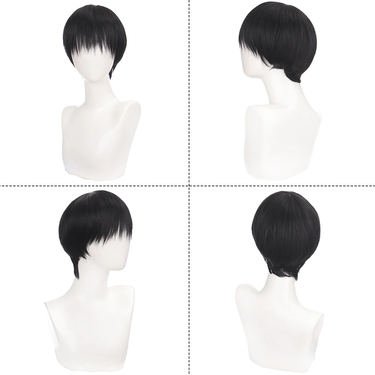Short hair synthetic men's role-playing wig heat-resistant fireworks perm short curly hair natural black daily wig