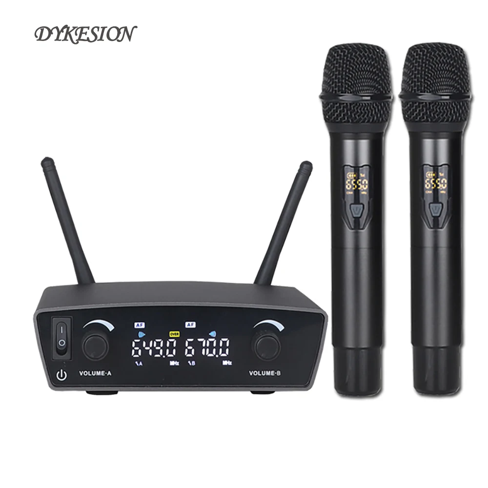 

Wireless Microphone Handheld Dual Channels UHF Fixed Frequency Dynamic Mic For Karaoke Wedding Party Band Church Show Audio Mixe