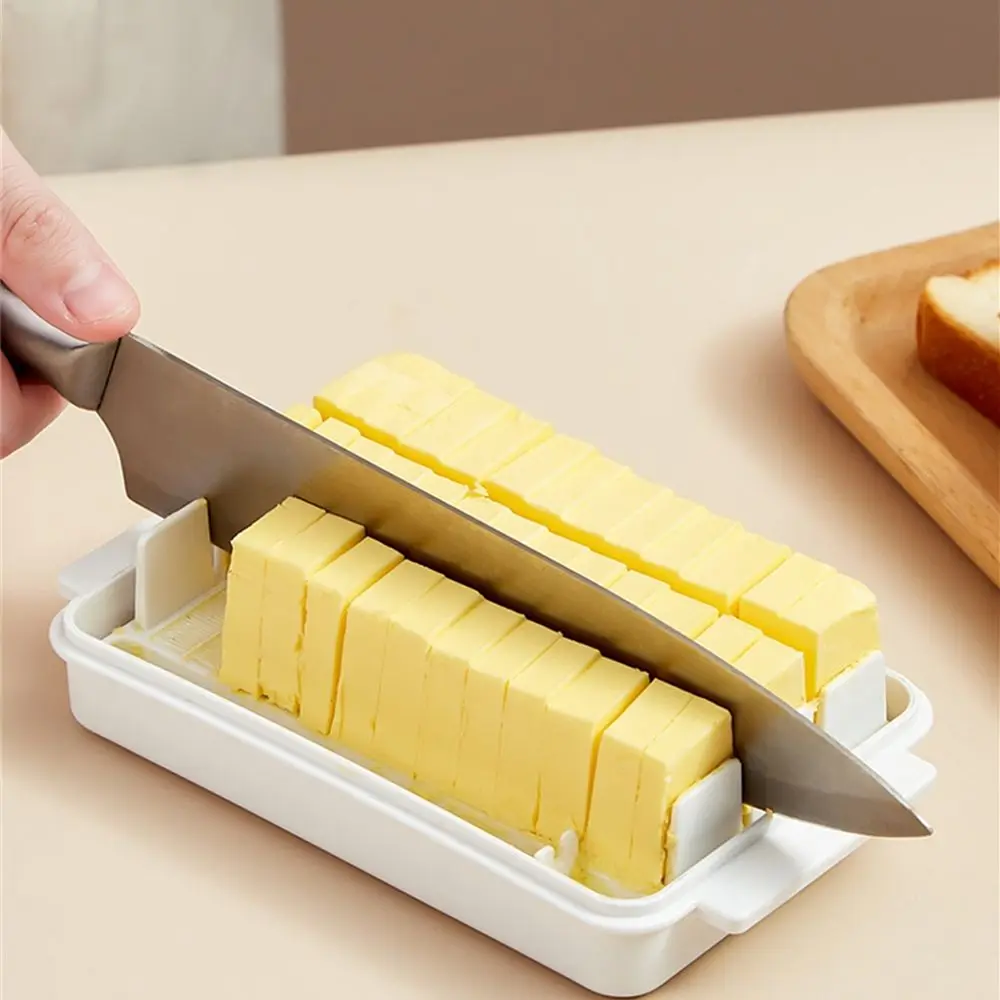 1PC Wooden Color Plastic Butter Cutting Storage Box Cheese Fresh-Keeping Box with Lid Breakfast Cheese Tools Kitchen Accessories