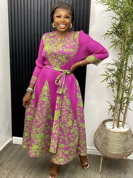 Bisiola Long Sleeve Pleated Long Dress
