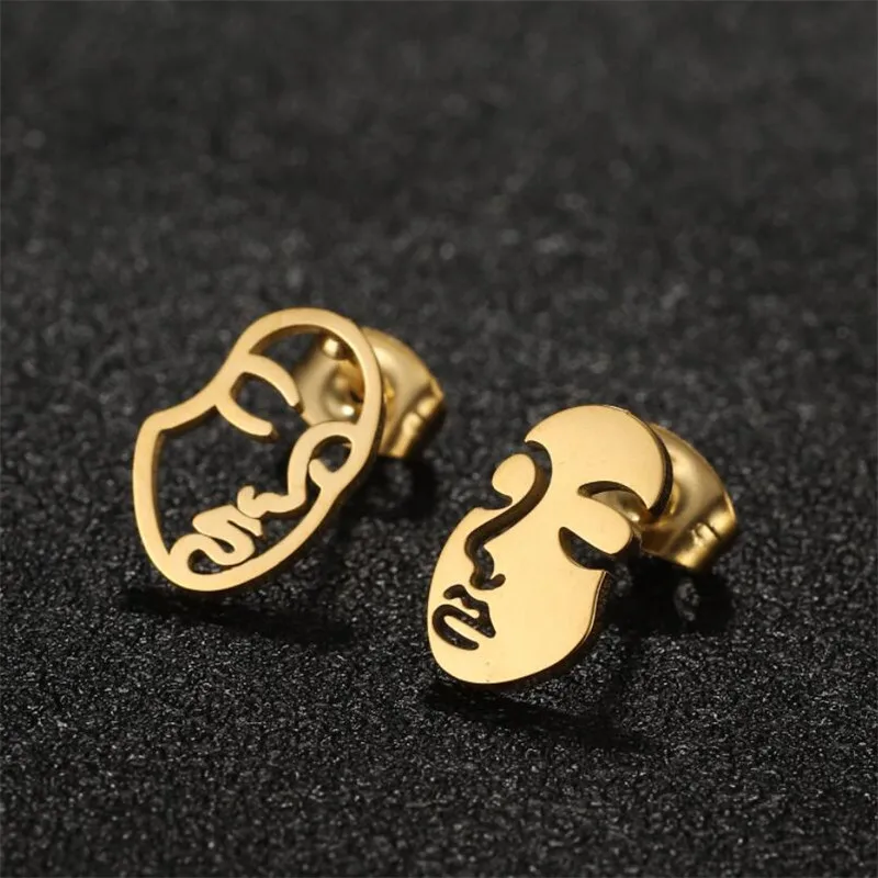 Mehrere Edelstahl-Tierohrringe für Damen: Modische Hirsch-, Vogel-, Katzenohrringe, Totenkopf-, Lotus-Ohrstecker, Knorpelpiercing-Schmuck – Detail 4