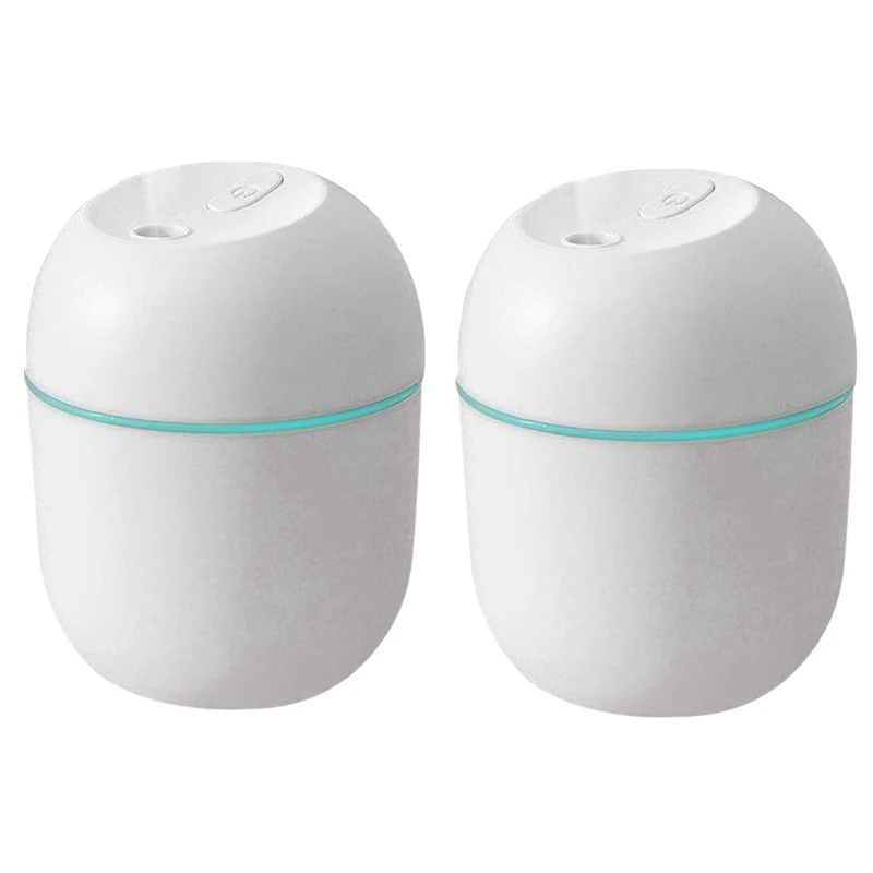 

2X Air Humidifier USB Small 220Ml Mini Portable Cool Mist Diffuser For Bedroom Office Desk Car Aroma Atomizer,White