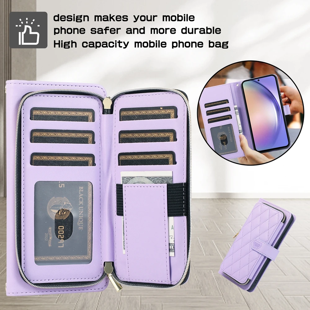 Crossbody Leather Wallet Phone Case with Strap