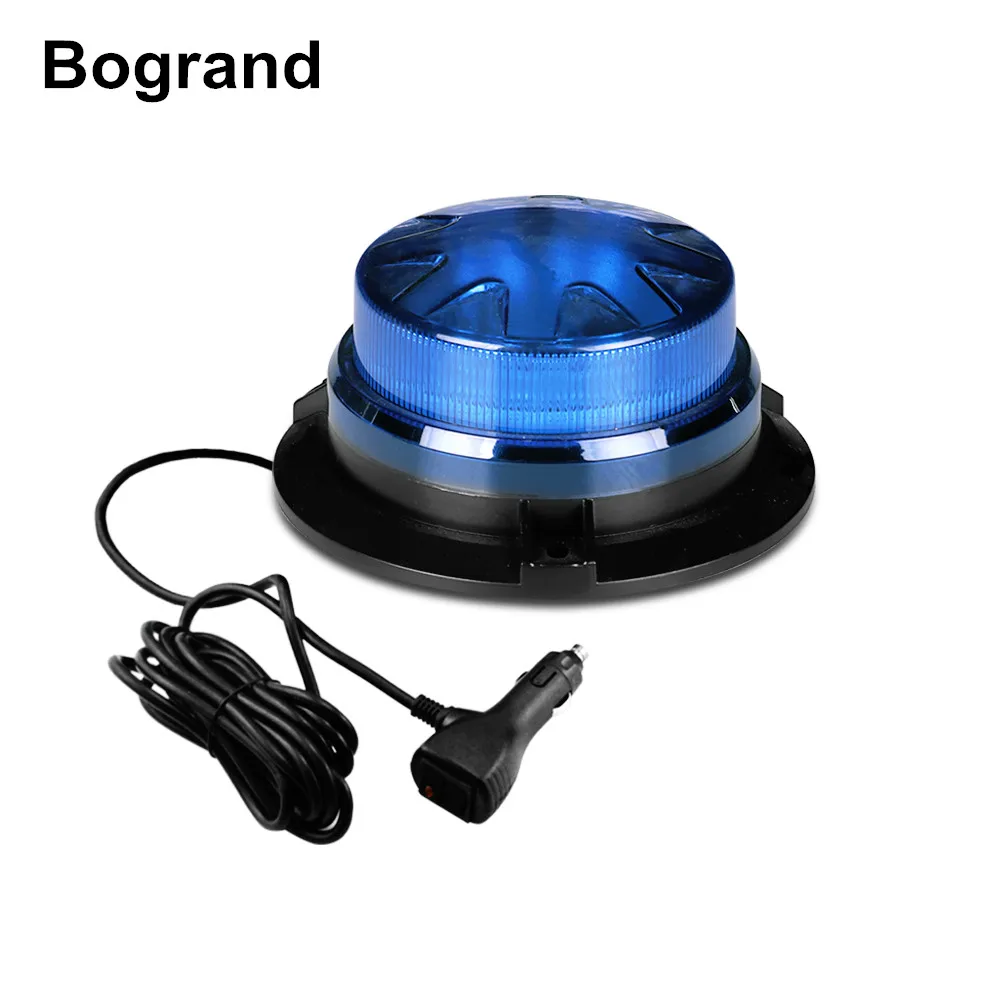 Bogrand 9-28V Mini Led Blue Rotating Ambulance Emergency Strobe Warning Police Beacon Light With Magnet