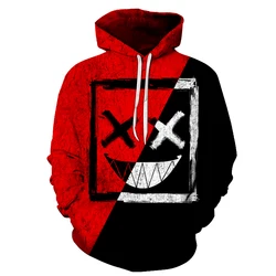 New XOXO Pattern Fashion Devil Smiling Face 3D Printing Hoodie Men's Fashion Casual Funny Pullover Hip Hop Hoodie Clothes