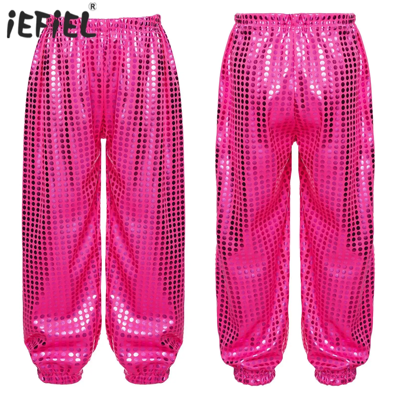 

Latin Jazz Dance Pants Kids Boys Girls Shiny Dots Dance Pants Trousers for Hip-hop Jazz Dancing Stage Performance Streetwear
