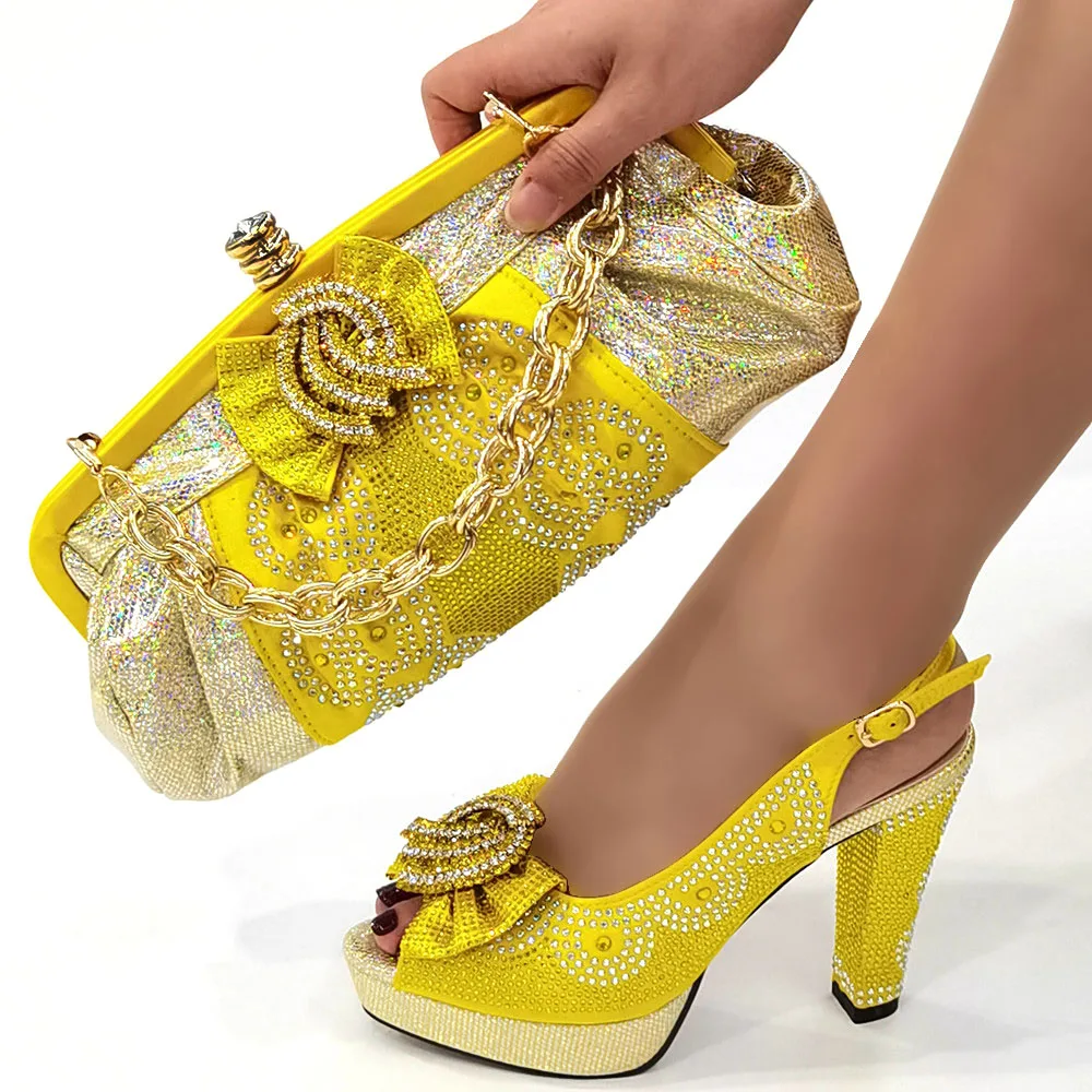 doershowNewArrivalShoesandBagSetAfricanSets2022yellow