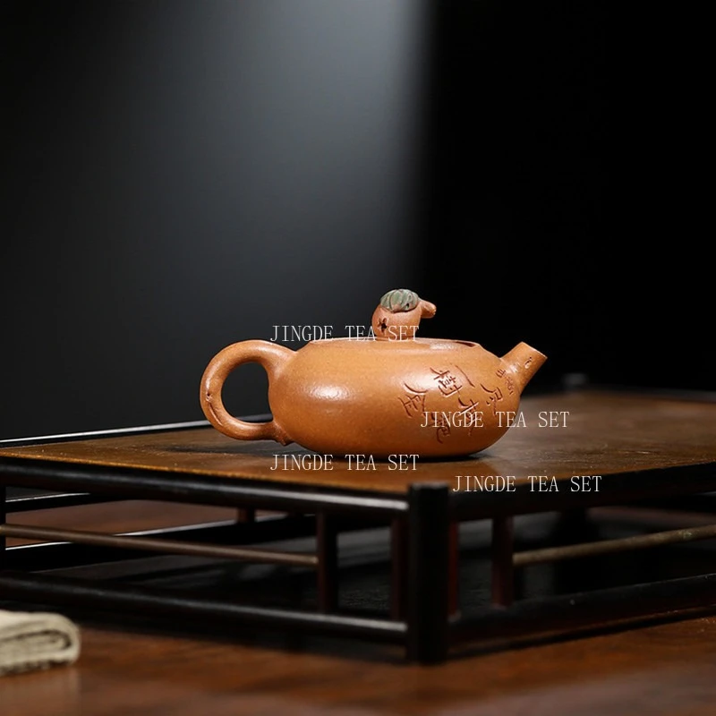 90ml Yixing Small Capacity Purple Clay Teapot Small Loquat Pot Cap Push Ball Hole Teapot Household Chinese Style Tea Pot