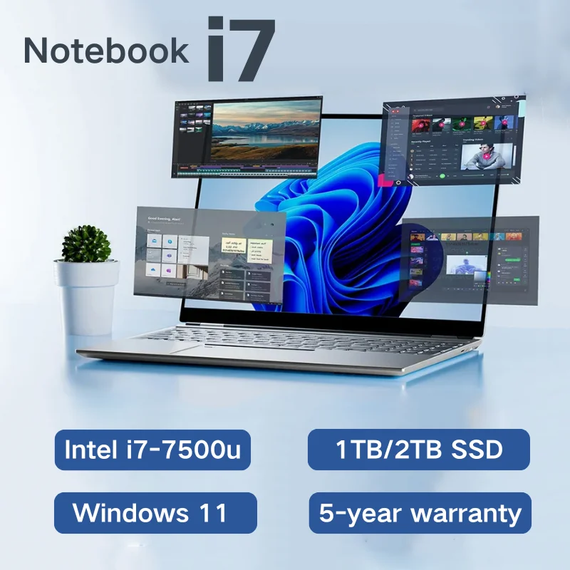 Laptop i7 Windows 11 PC 14.1" Intel Core i7-7500U 12GB RAM 1TB 2TB SSD Notebook Lightweight Business Gaming Laptops Study PC