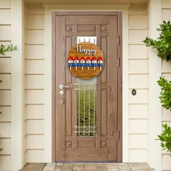 Wooden Door Sign Happy Summer Ice Lollipop Logo Home Party Holiday Decoration Hanging Tag Hanging Piece Front Welcome Sign 2