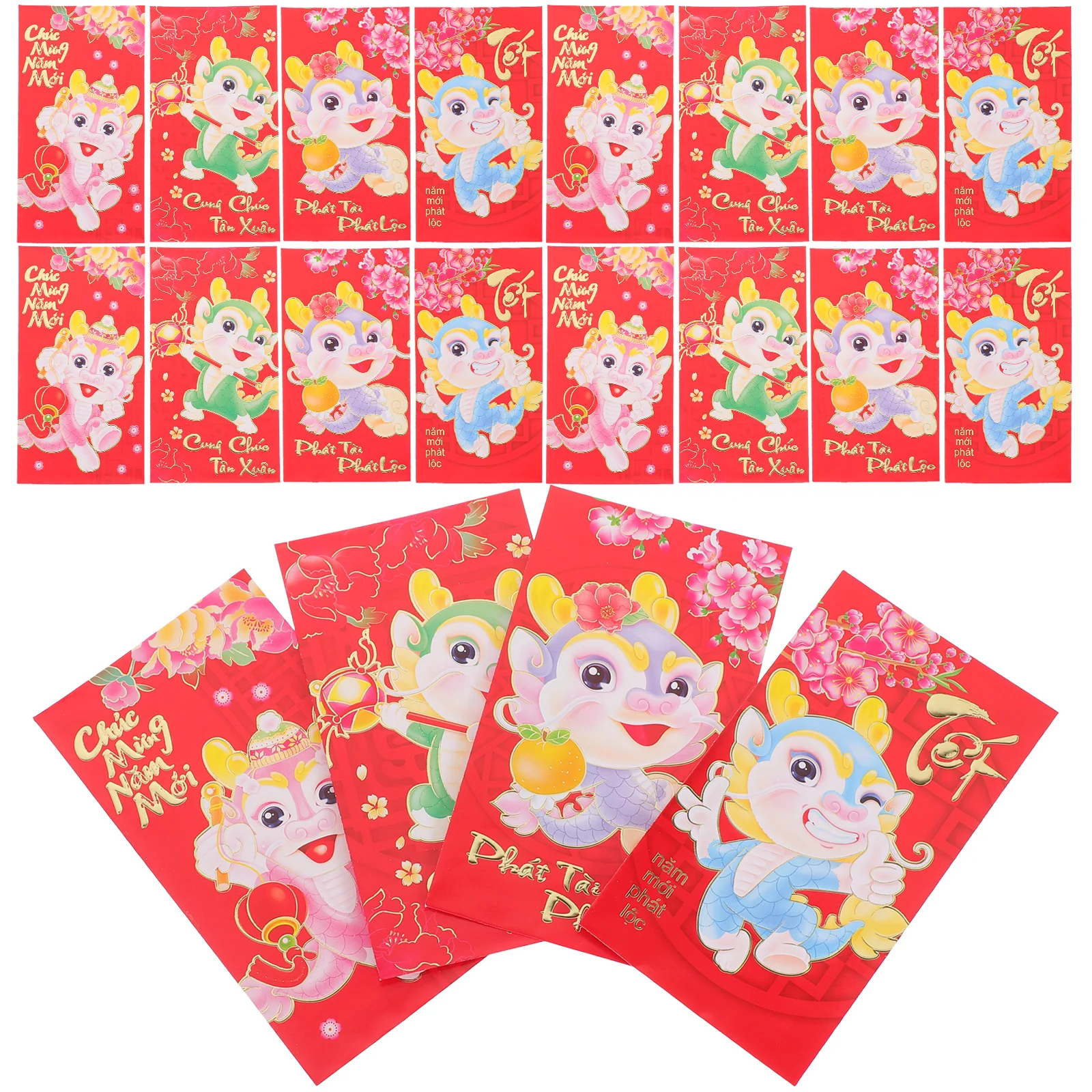 

Вьетнамские красные конверты на новый год, красные конверты Dragon Hong Bao 2024, конверты для денег на удачу, красный пакет, праздник весны