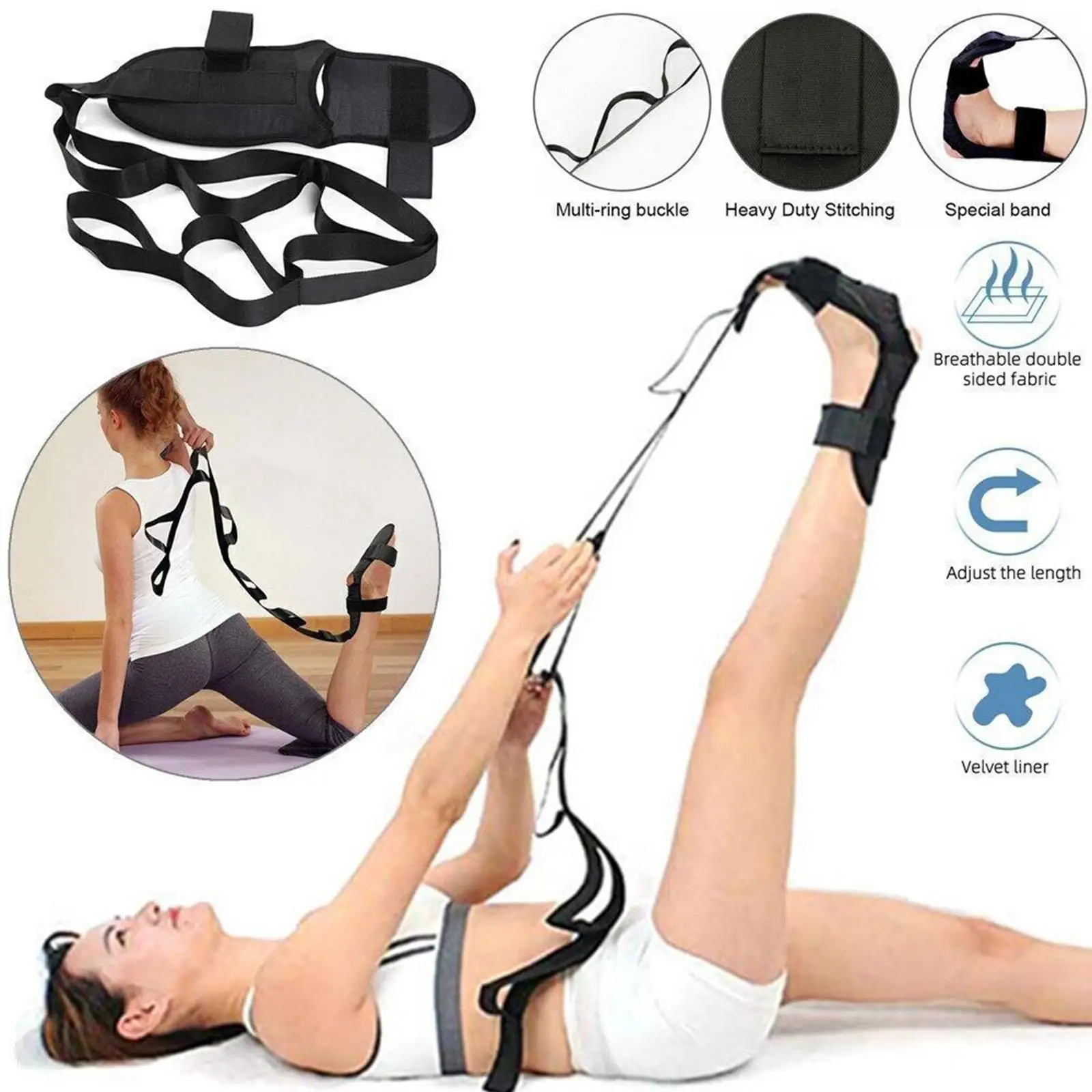 

Yoga Ligament Stretching Belt Leg Stretcher Strap For Ballet Cheer Dance Gymnastics Trainer Yoga Flexibility Leg Stretch Be T7K6