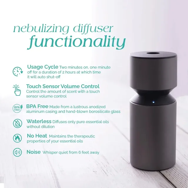 Waterless Essential Oil Fragrance Diffuser USB Rechargeable Nebulizing Diffuser For Aromatherapy Car Air Freshener Silver 3