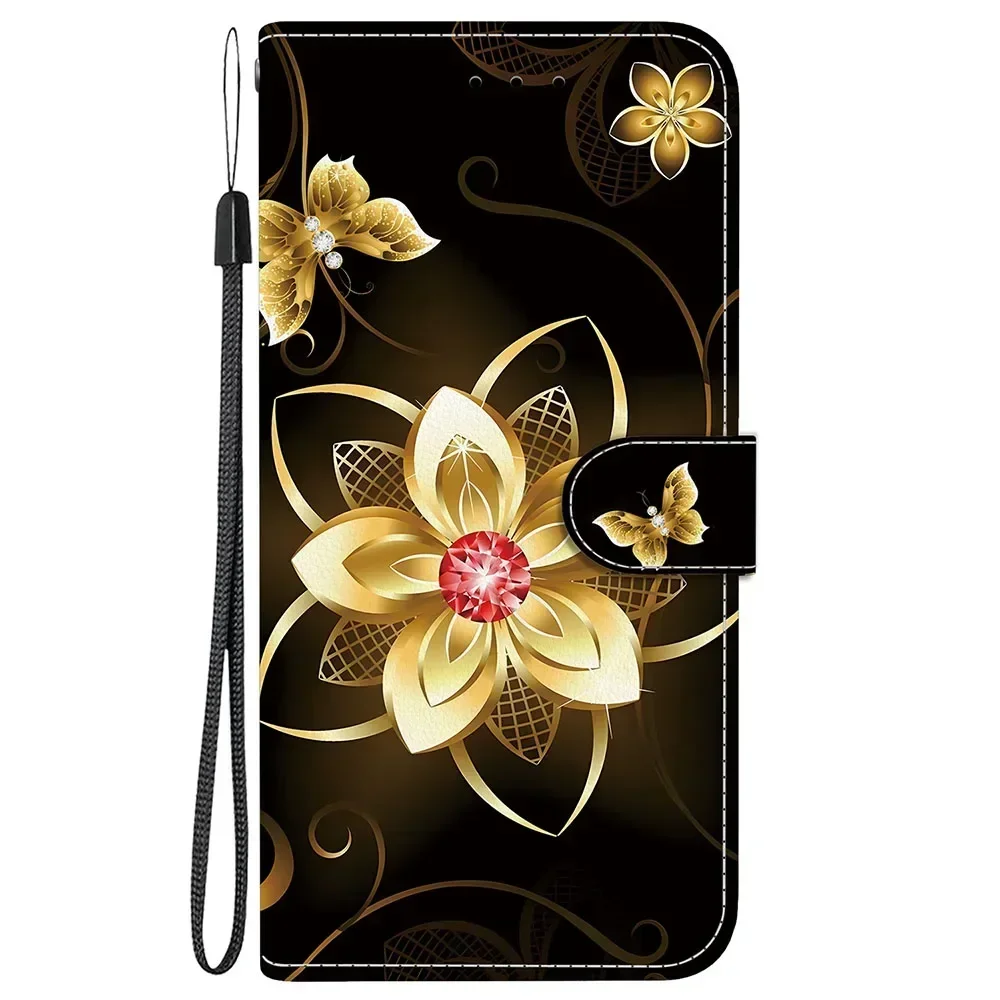 Elegant Butterfly Flower Pattern Leather Wallet Flip Case Phone Cover