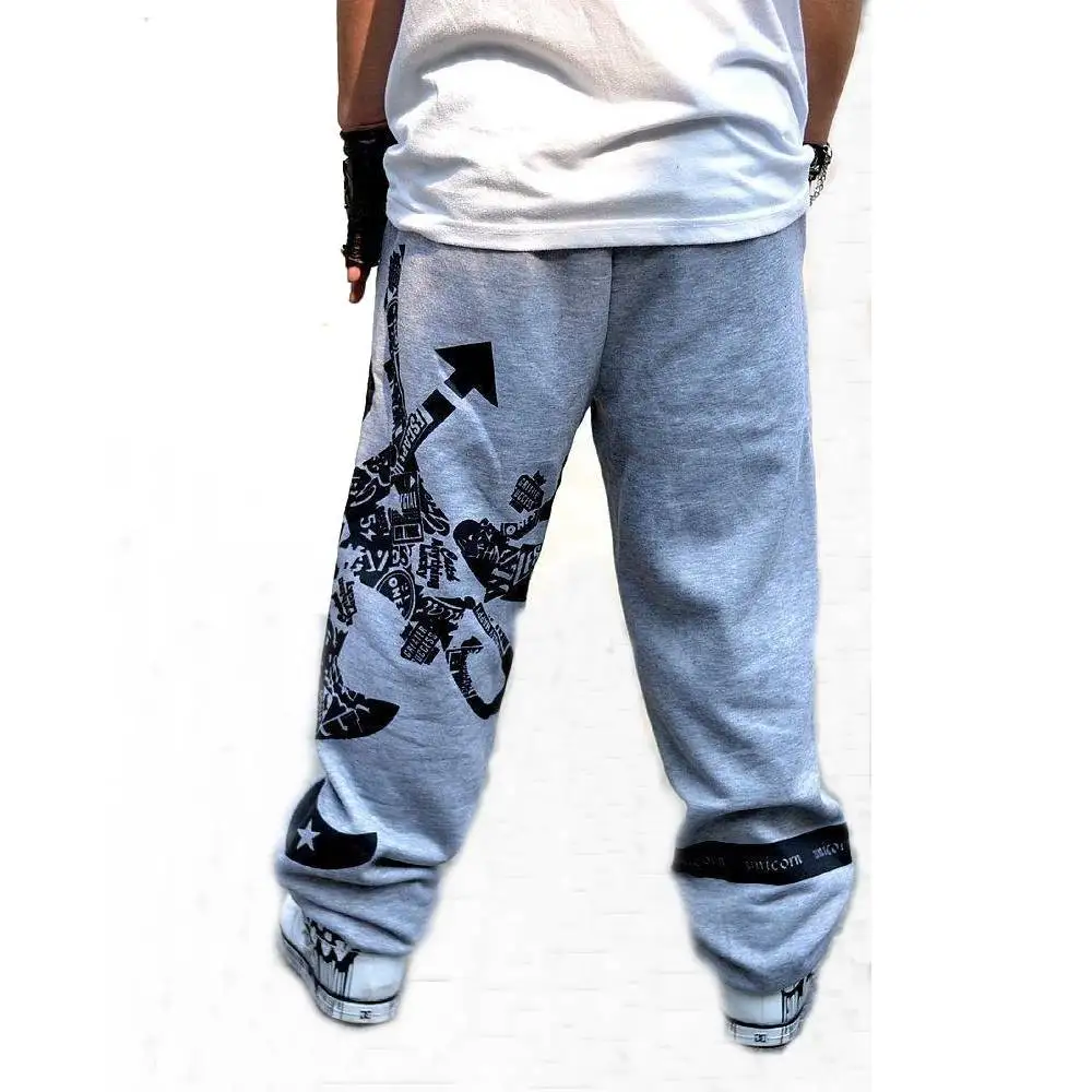 Sweatpants Men Board Sports Trousers Street Dance Wide Legs Pants Loose Rap Hip Hop Britches Print Baggy Track Bottoms Plus Size