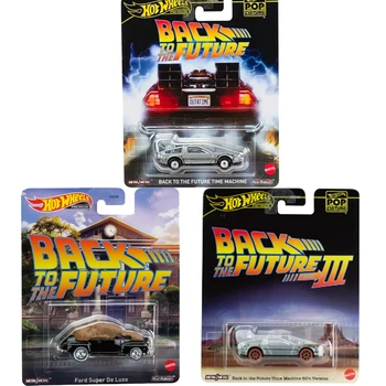 Original Hot Wheels Premium Car Pop Culture Back To The Future Toys for Boys 1/64 Diecast Time Machine Ford Super De Luxe Gift