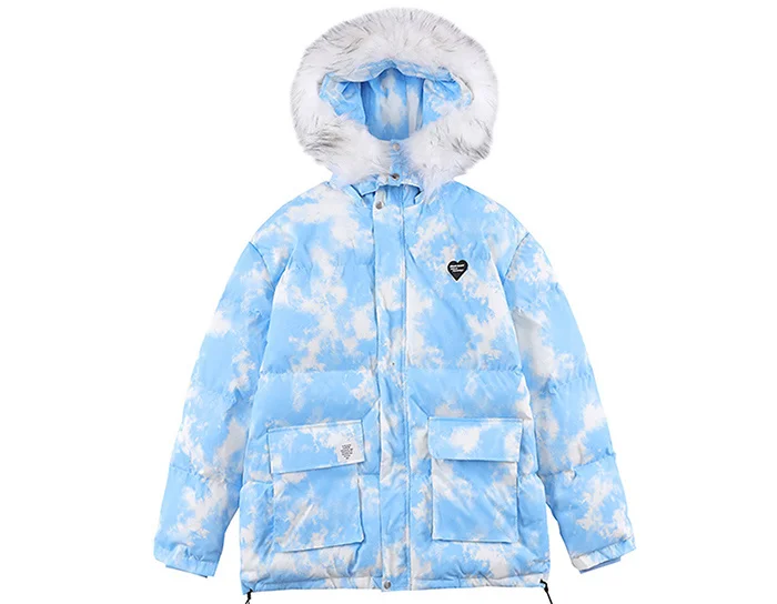 mens parka jacket Oversize Harajuku Parka Winter Coat Down Jacket 2022 Sky Blue Pink Zip Up Hoodie Men Women Wool Thick Outwear Streetwear green parka