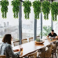1Pcs Artificial 5Forks Rattan Eucalyptus Wall Hanging Simulation Greenery Fake Hanging Plants Vine Diy  Home Outdoor Decor Plant 2
