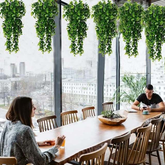 1Pcs Artificial 5Forks Rattan Eucalyptus Wall Hanging Simulation Greenery Fake Hanging Plants Vine Diy  Home Outdoor Decor Plant 2