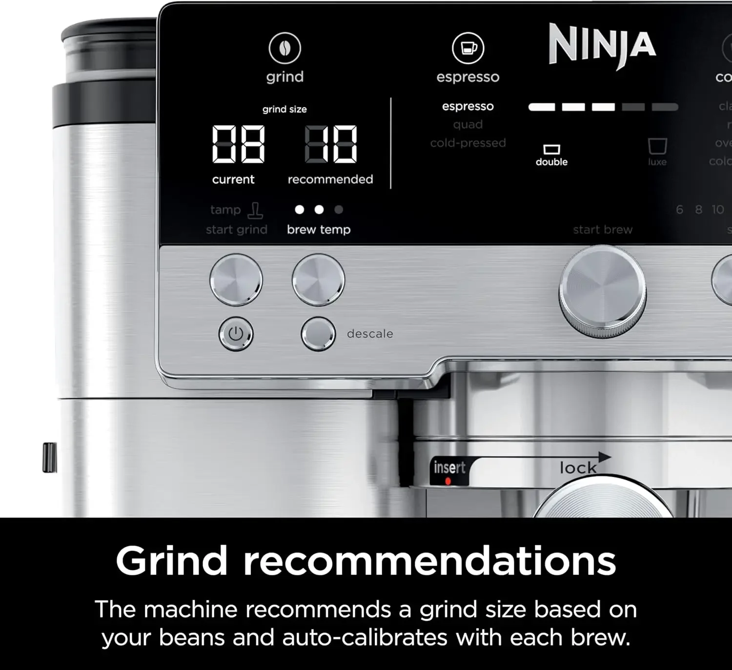 Espresso Machine Drip Coffee Maker and Rapid Cold Brew Integrated Grinder Assisted Tamper Hands-Free Frother for Cappuccinos