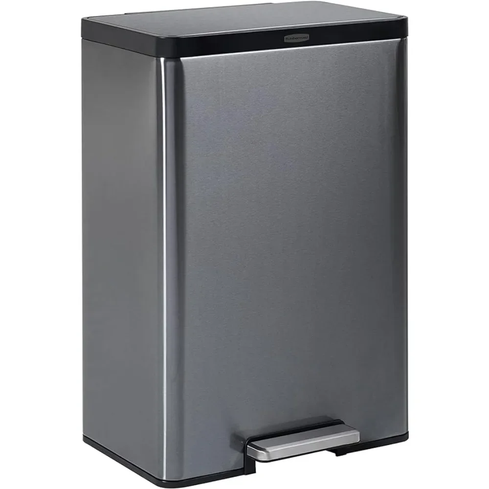 12 Gallon Stainless Steel Touchless Kitchen Trash Can with Lid and Foot Pedal for Bedroom, Bathroom, and More,