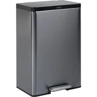 12 Gallon Stainless Steel Touchless Kitchen Trash Can with Lid and Foot Pedal for Bedroom, Bathroom, and More, 1